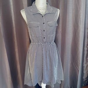 Striped Asymmetrical Button Down Dress